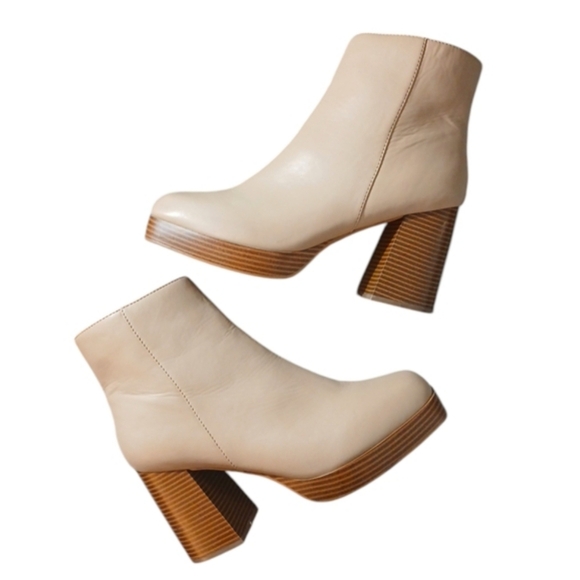 True Craft Platform Ankle Boots Women's Tan Leather Booties size 11 - Picture 1 of 15